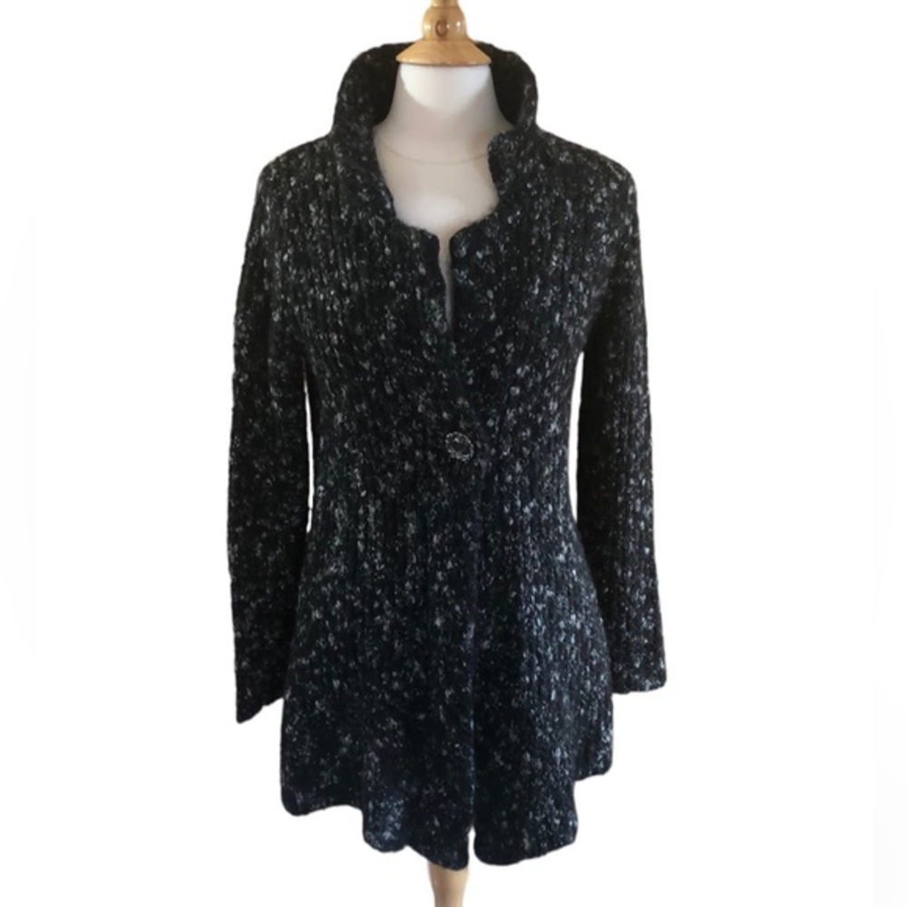 Marisa Christina black and gray cardigan w/decorative button closure Size Large